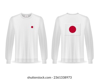 Sweatshirt with Japan flag on a white background. Vector illustration.