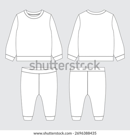 Sweatshirt and legging technical drawing template for kids