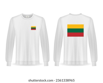 Sweatshirt with Lithuania flag on a white background. Vector illustration.