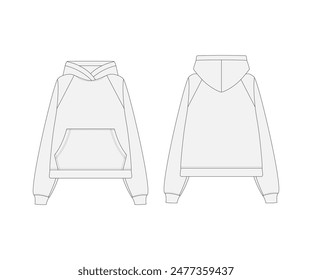 Sweatshirt Long Sleeve Fashion Vector Mockup Round Neck Long Sleeve Sweatshirt Fashion Flat Sketch Hoodie Technical Drawing Vector Mockups Apparel Hoodie Sweater Template Sweatshirt Long Sleeve White