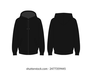 Sweatshirt Long Sleeve Fashion Vektorgrafik Mockup Round Neck Long Sleeve Sweatshirt Fashion Flat Sketch Zip Up Hoodie Technische Zeichnung Vektorgrafik Mockups Bekleidung Hoodie Sweater Vorlage Sweatshirt Long Sleeve