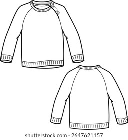 Sweatshirt long sleeve for kids new born. soft knit fabric made. comfortable and light fabric. vector flat drawing. 