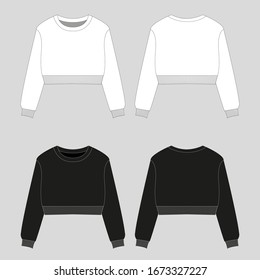 Sweatshirt With A Long Sleeve And A Round Neck. Clothing For Women And Men. Set Of Colored Unisex Sweatshirt With Hood. Rear And Front View. Basic Casual Clothing And Sports. Oversize Clothes. Vector 