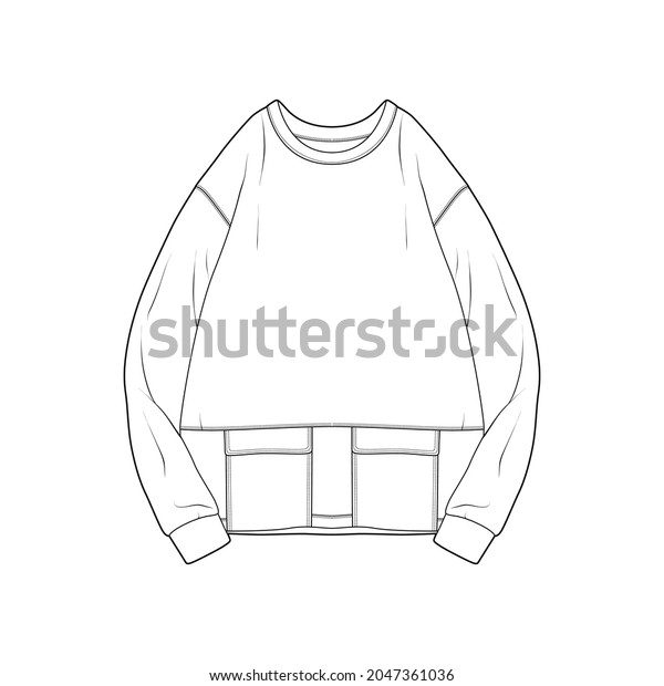 Sweatshirt Oversized Outline Drawing Vector Hoodie Stock Vector ...