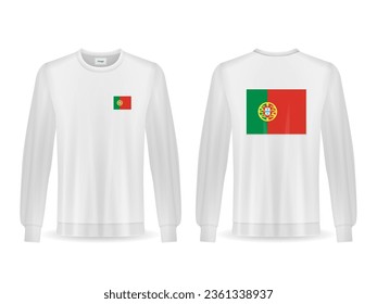 Sweatshirt with Portugal flag on a white background. Vector illustration.