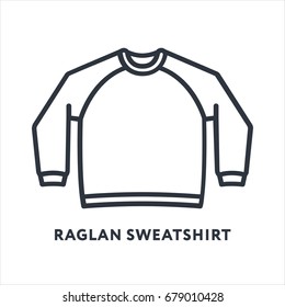 Sweatshirt Raglan Jumper Clothing Minimal Flat Line Outline Stroke Icon Pictogram