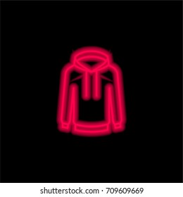 Sweatshirt red glowing neon ui ux icon. Glowing sign logo vector