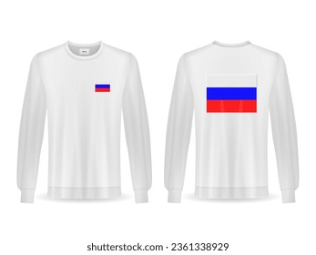 Sweatshirt with Russia flag on a white background. Vector illustration.