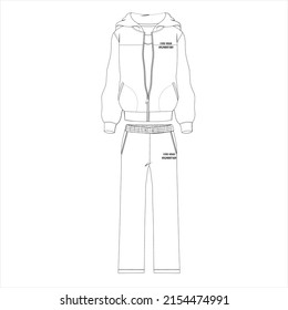 Sweatshirt  sweatpants fashion flat sketches  Apparel template