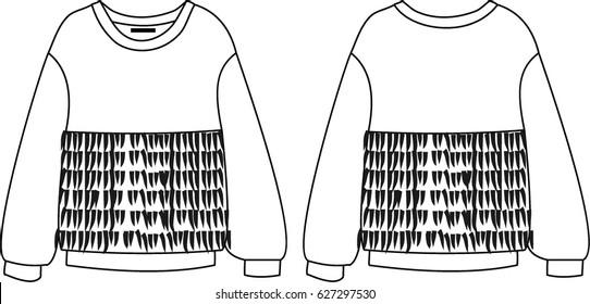Sweatshirt technical drawing