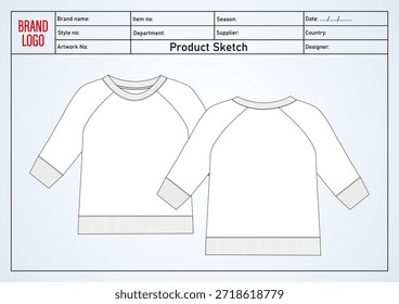 Sudadera técnica de dibujo de Ilustración vectorial Plantilla para niños	