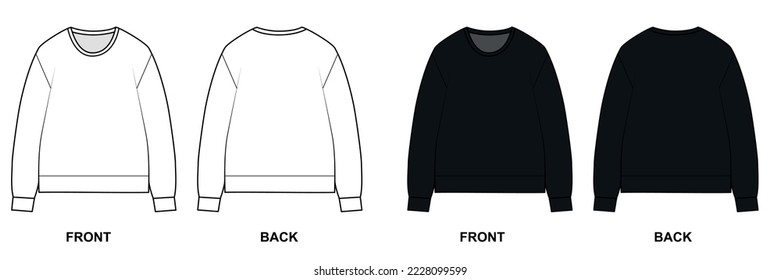 Sweatshirt template for design, vector. Oversized sweatshirt set, front and back view.