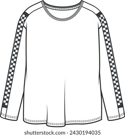 Sweatshirt template for teenage boys, technical drawing, fashion flat sketch. Children's clothing design. Sweatshirt template vector illustration. kids wear svg