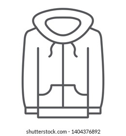 Sweatshirt thin line icon, clothes and sport, hoodie sign, vector graphics, a linear pattern on a white background, eps 10.