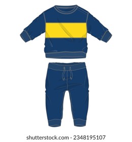 Sweatshirt tops and jogger sweatpants vector illustration template for kids. 