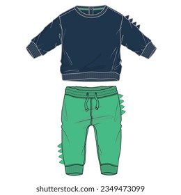 Sweatshirt tops and jogger sweatpants vector illustration template for kids. 