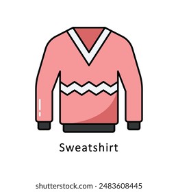 Sweatshirt Vektorgrafik Gefüllte Umriss Design Illustration. Symbol auf weißem Hintergrund EPS 10 Datei