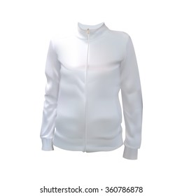 sweatshirt, white, isolated, jacket with a zip to the application of the logo, 3d vector illustration, white T-shirt with long sleeves women vector,