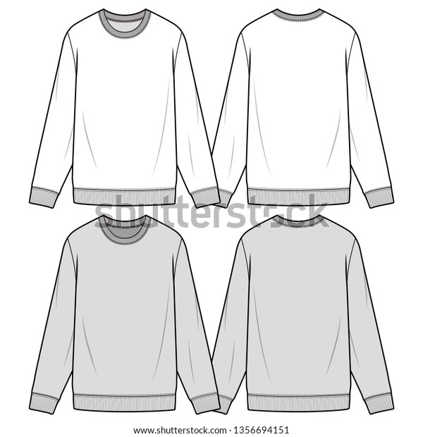 Sweatshirts Fashion Flat Sketch Template Stock Vector (Royalty Free ...