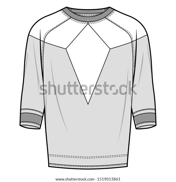 Sweatshirts Fashion Flat Sketch Template Stock Vector (Royalty Free ...