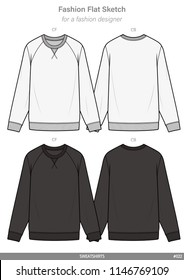 SWEATSHIRTS FASHION FLAT SKETCHES technical drawings teck pack Illustrator vector template