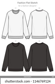 SWEATSHIRTS FASHION FLAT SKETCHES technical drawings teck pack Illustrator vector template