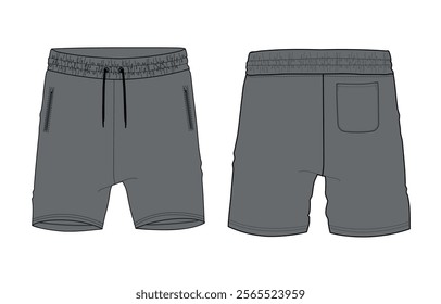 Sweat-shorts pant vector illustration grey color template front and back isolated on white back  