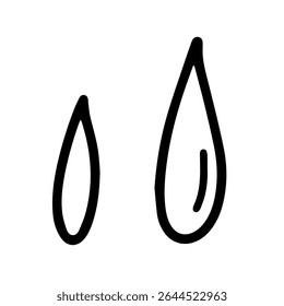 Pictograma de ícone de gota de suor e lágrima. Símbolo cômico de gota de água, gota de água e outra água fluindo para baixo. Ilustração de vetor desenhada à mão.