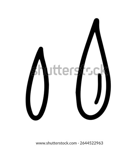 Sweat,tear drop icon pictogram. Comic symbol of water droplet, drop of water, and other water flowing down. Hand drawn vector illustration.