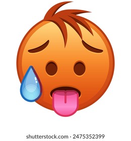 Sweaty face Large size of red emoji smile with hair