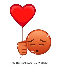 Sweaty face with red heart baloon Large size of red emoji smile
