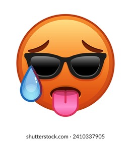 Cara sudorosa con gafas de sol Gran tamaño sonrisa emoji roja