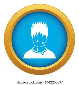 Sweaty man icon blue vector isolated on white background for any design