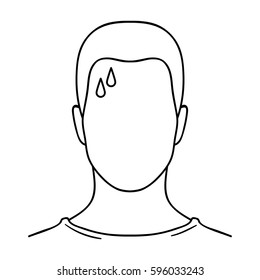 A sweaty man.The man is sweating from diabetes.Diabetes single icon in outline style vector symbol stock illustration.