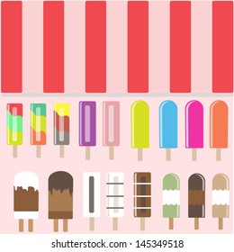 Sweaty Popsicle sticks , Vector cartoon 