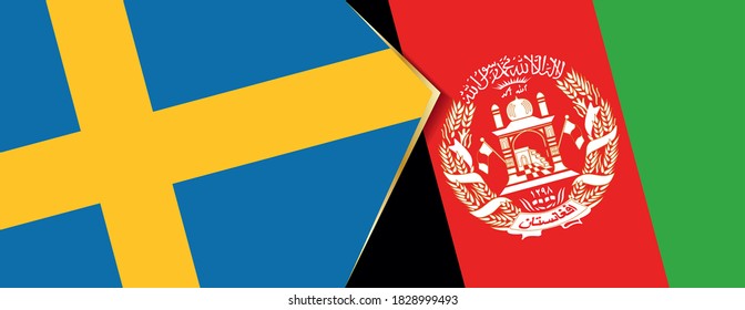 Sweden and Afghanistan flags, two vector flags symbol of relationship or confrontation.