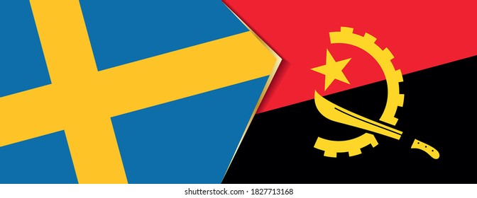 Sweden and Angola flags, two vector flags symbol of relationship or confrontation.