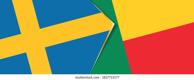 Banderas de Suecia y Benín, dos banderas vectoriales símbolo de relación o enfrentamiento.