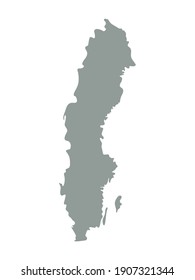 Schweden Blankokarte Silhouette. Hohe detaillierte bearbeitbare graue Karte von Schweden. Europäische Ländergrenzen, Vektorgrafik auf weißem Hintergrund