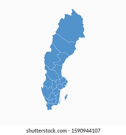 Sweden Blue Map On White Background Sweden Modern Icon Map Sweden Simple Vector illustration EPS10