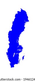 Sweden blue vector map silhouette isolated on white background. High detailed silhouette illustration. Scandinavian country. EU state.