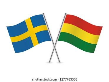 Sweden and Bolivia flags. Vector illustration.
