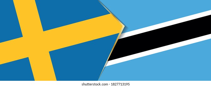 Sweden and Botswana flags, two vector flags symbol of relationship or confrontation.