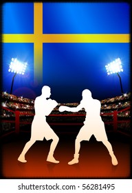 Sweden Boxing on Stadium Background Original Illustration