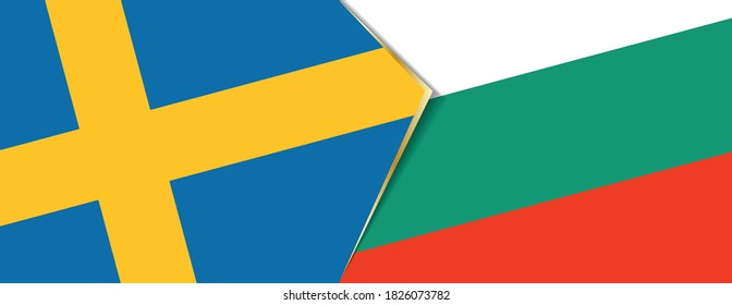 Sweden and Bulgaria flags, two vector flags symbol of relationship or confrontation.