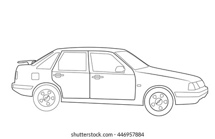 Sweden car contour. children's coloring book, color book. Silhouette car