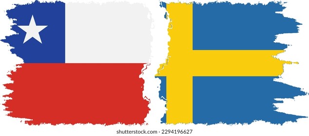 Sweden and Chile grunge flags connection, vector