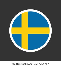 Sweden circle flag icon on isolated background. Round shape vector design