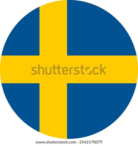 Sweden Circle Flag, Circle Flag of Sweden, Vector Images