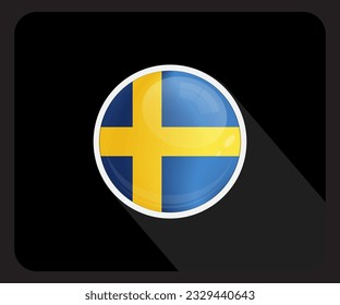 Schweden Circle Glossy Pride Flag Symbol

